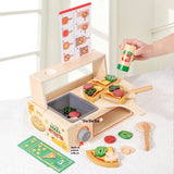 Three Little Tots Children's Early Education Educational Wooden Pizza Oven Kitchen Simulation Toy, alternate angle