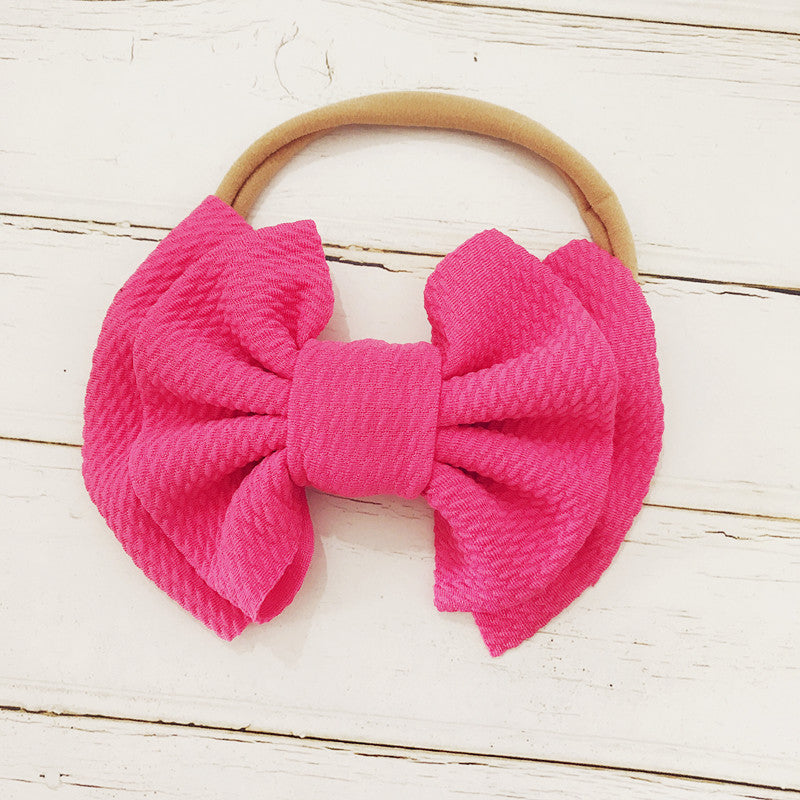 Three Little Tots Children's Bow Hair Band Baby Double Layer, in Rose Red