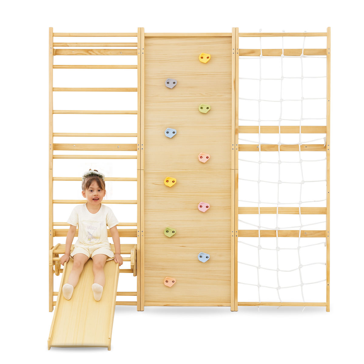 Three Little Tots Walnut Modular Swedish Ladder Jungle Gym - 95 Height - Wall Mounted, additional product photo