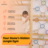 Three Little Tots Walnut Modular Swedish Ladder Jungle Gym - 95 Height - Wall Mounted, another angle