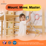 Three Little Tots Walnut Modular Swedish Ladder Jungle Gym - 95 Height - Wall Mounted, second additional photo