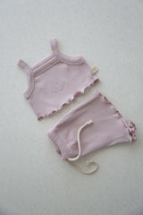 Lilac Crop-Top Delicate Girls Top and Bottom Set