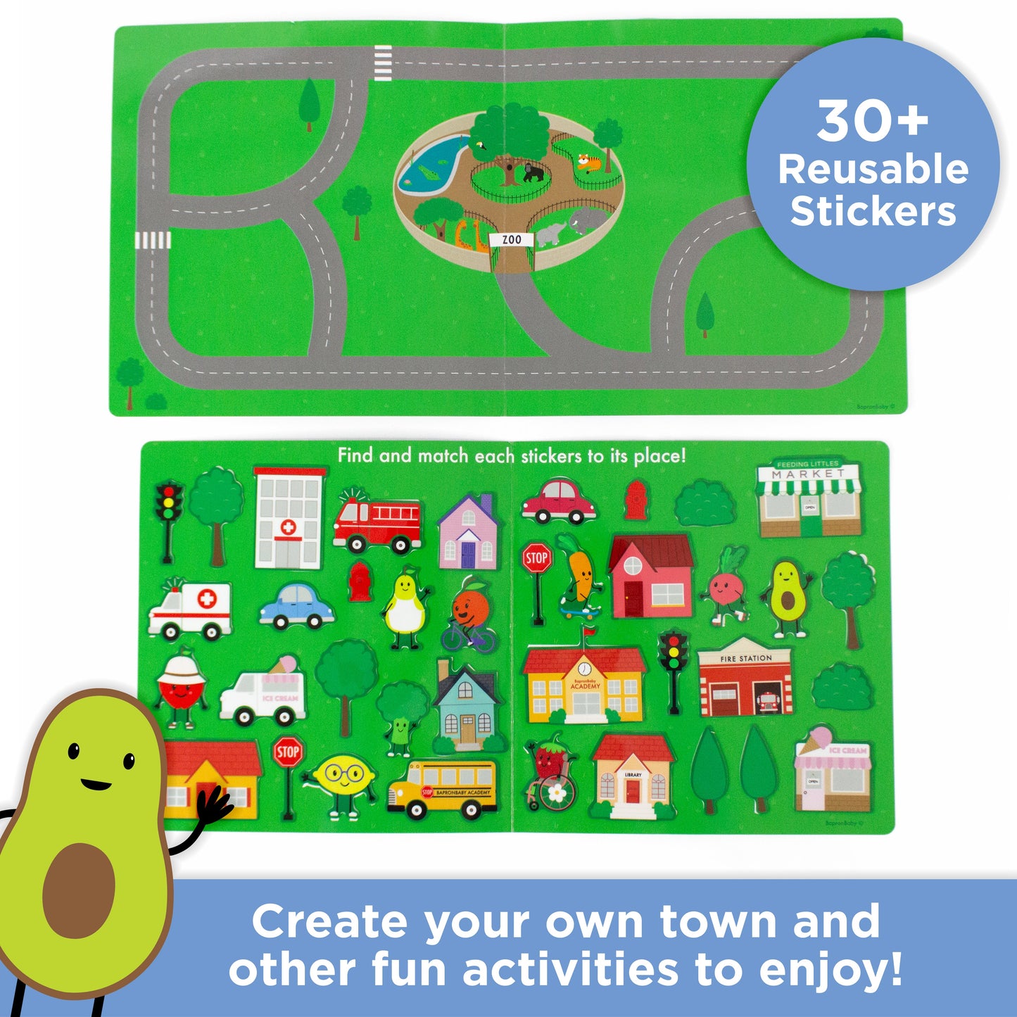 Avi's Adventures In The City Reusable Sticker Book + Marker Set (ages 3+)