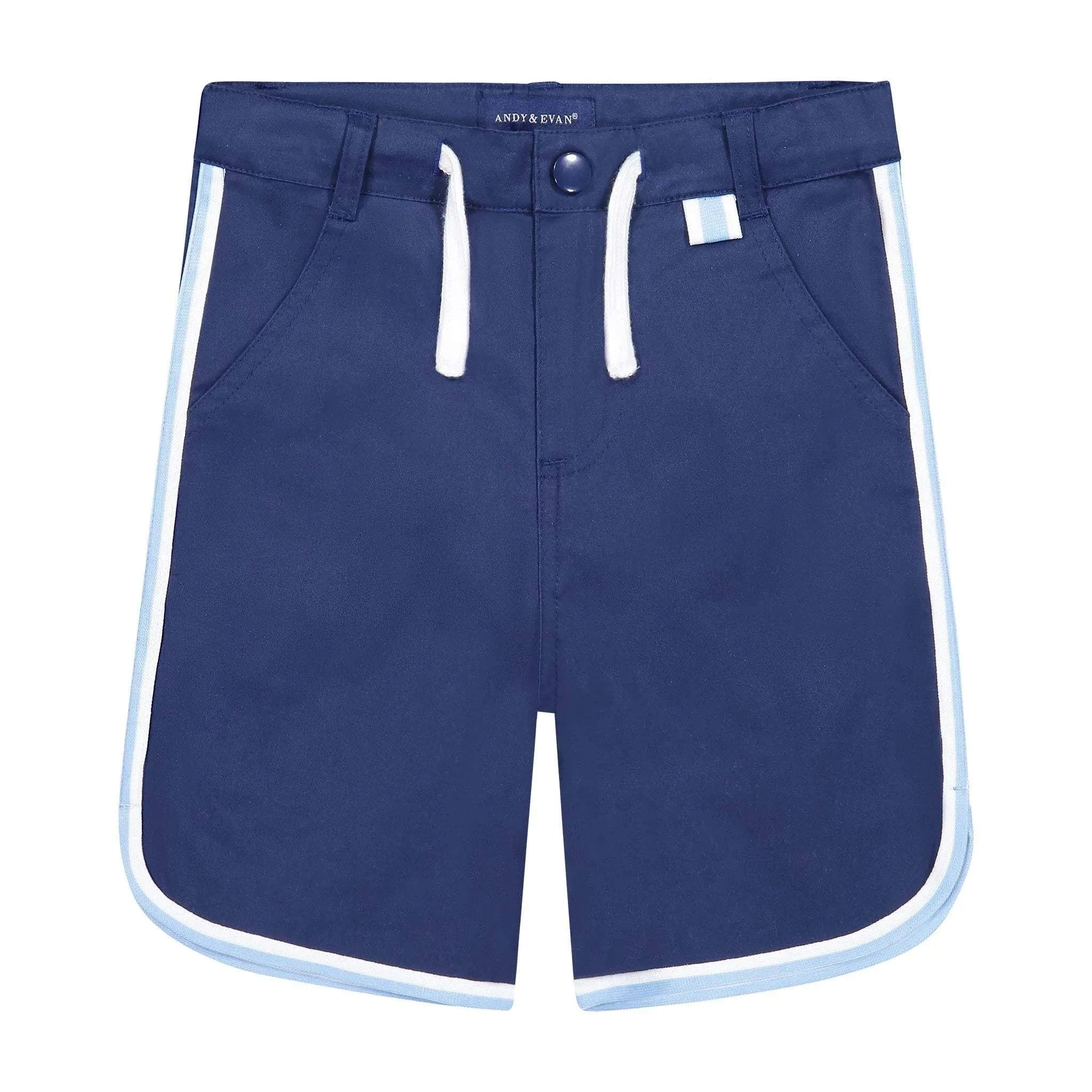 Three Little Tots Andy and Evan - Boys Piped Shorts - Navy