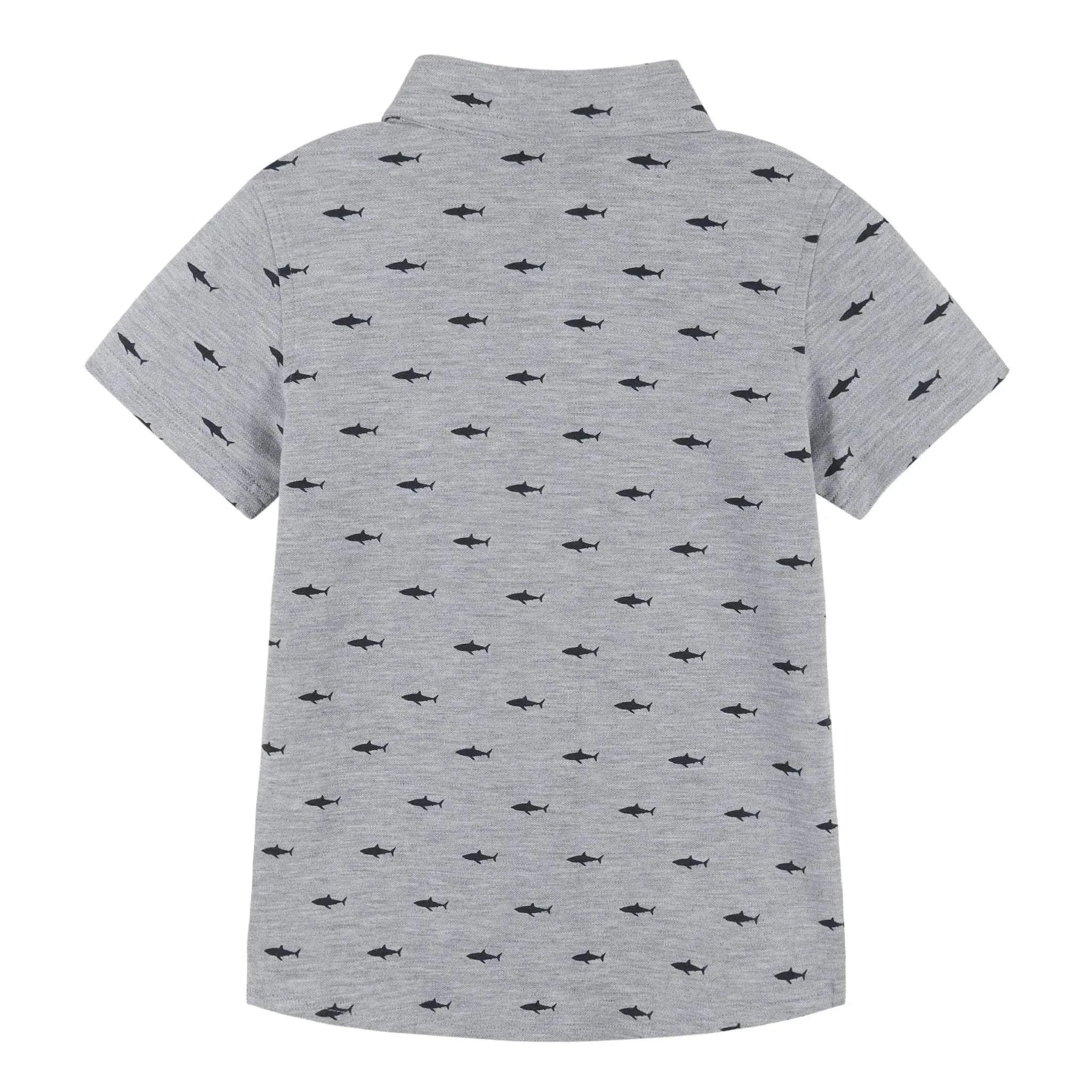Three Little Tots Andy and Evan - Boys Knit Shark Button Down Shirt, additional product photo