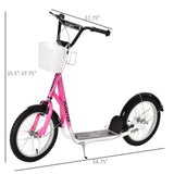 Aosom Youth Kick Scooter with Adjustable Handlebars, Pink
