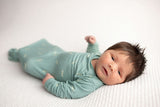 Three Little Tots Arrow Newborn Knotted Baby Gown. Ultra Soft baby gown.  Newborn Baby with a lot of hair