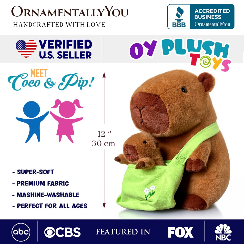 Three Little Tots Coco the Capybara and Her Baby Plushie Set Adorable 12 Stuffed Animal Toy Gift for, additional product phot