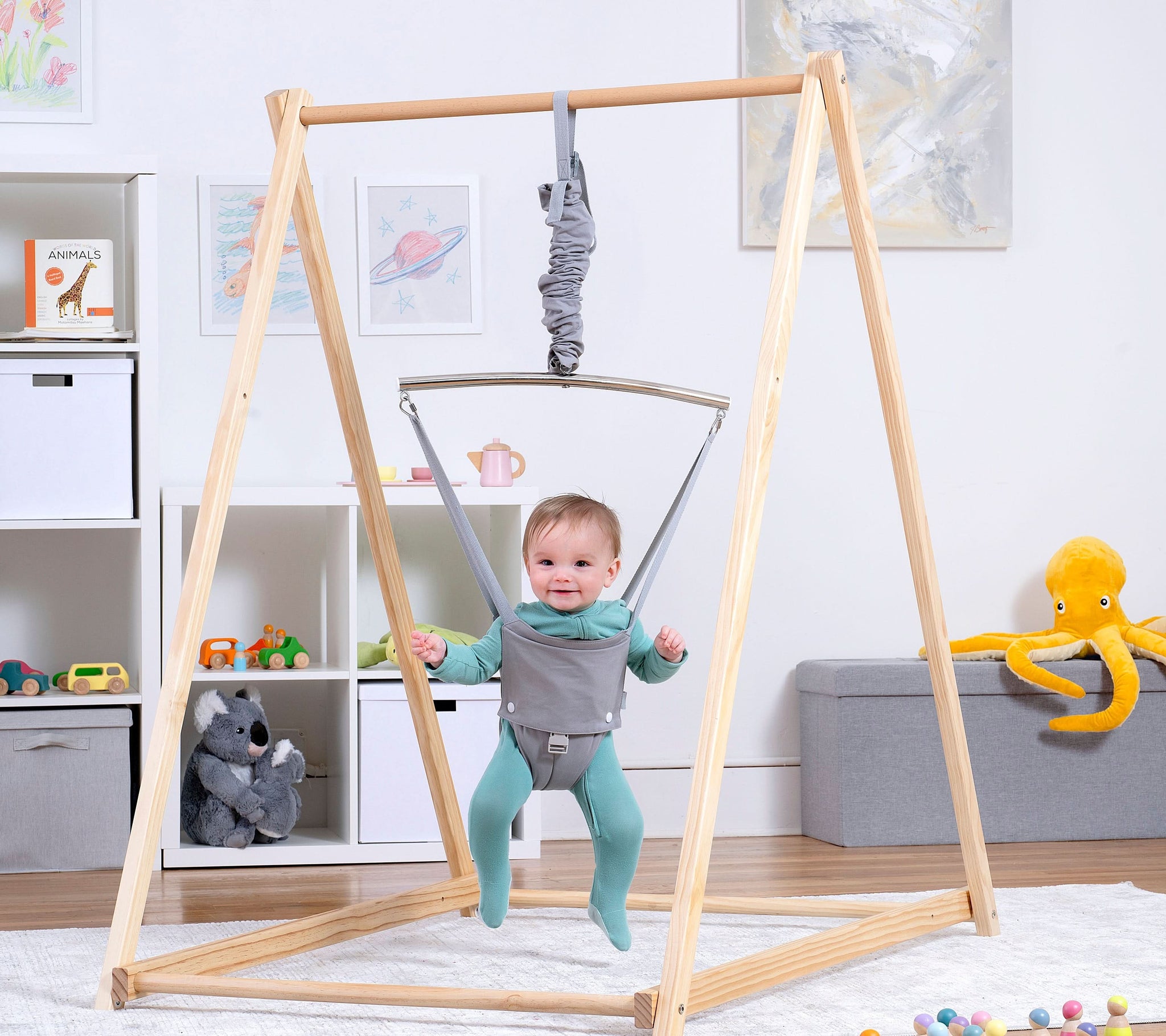Three Little Tots Tulip Foldable Baby Bouncer - Gray