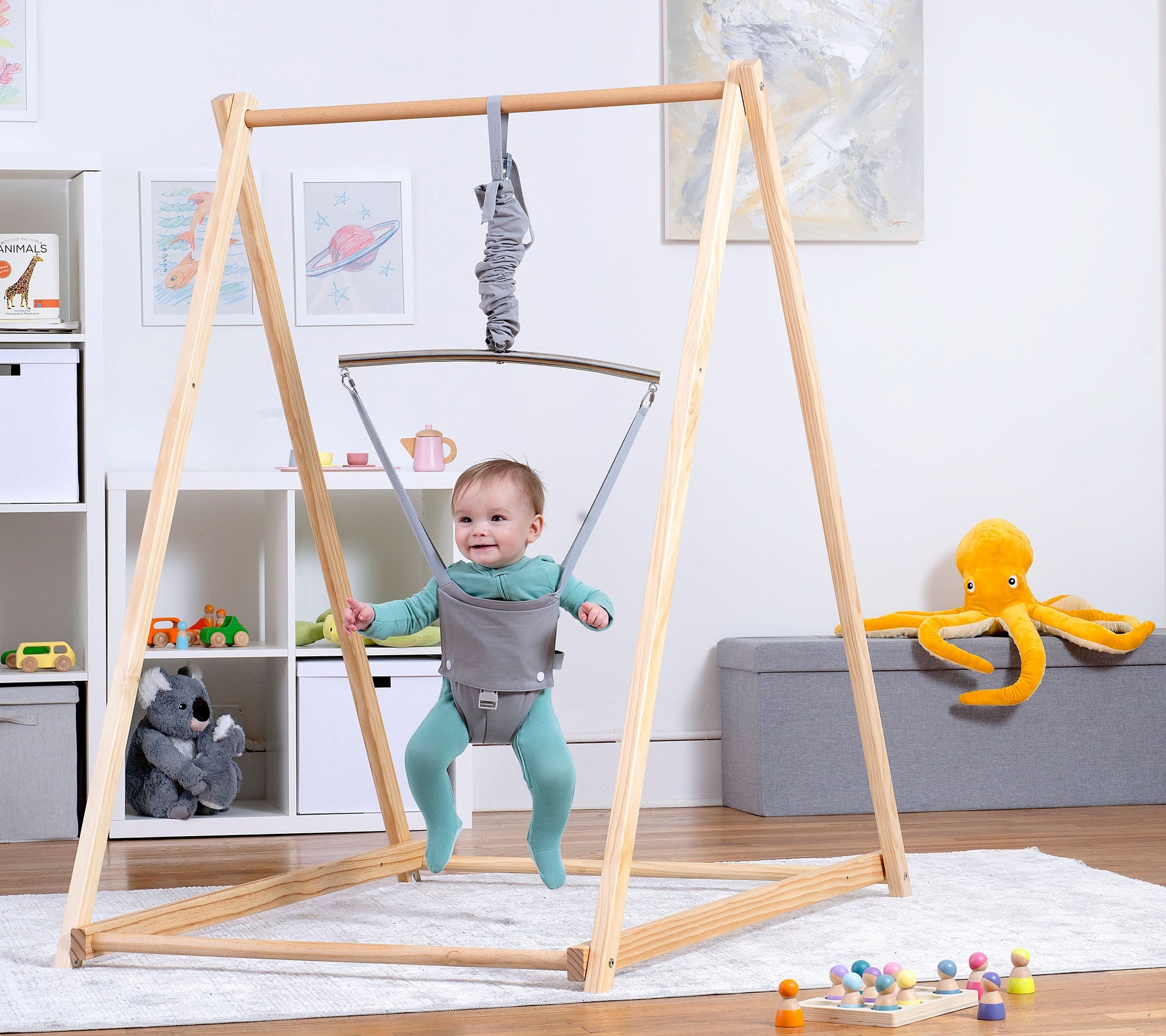 Three Little Tots Tulip Foldable Baby Bouncer - Beige, extra product detail