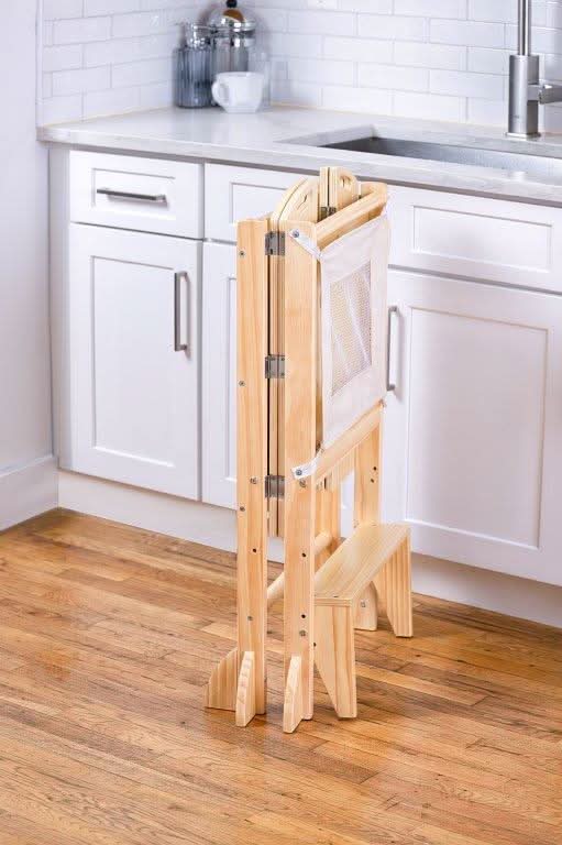 Three Little Tots Plum 3-in-1 Foldable Kitchen Tower Step Stool and Chalkboard for Toddlers, additional product photo