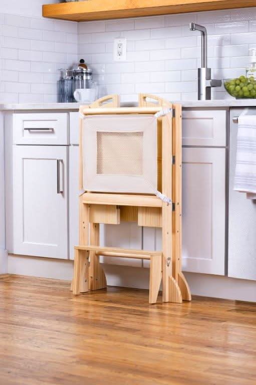 Three Little Tots Plum 3-in-1 Foldable Kitchen Tower Step Stool and Chalkboard for Toddlers, extra product detail