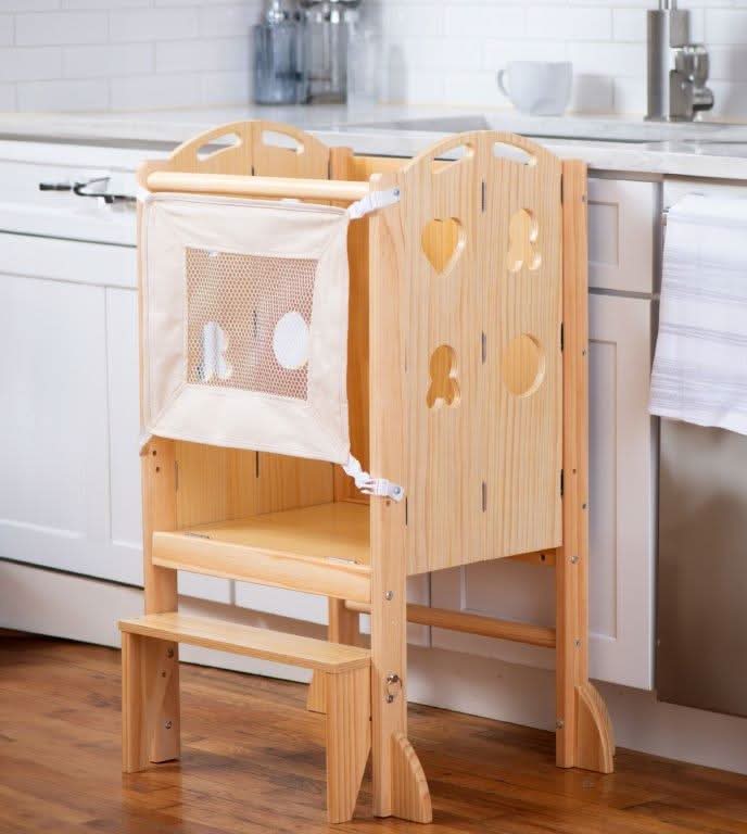 Three Little Tots Plum 3-in-1 Foldable Kitchen Tower Step Stool and Chalkboard for Toddlers, supplementary photo