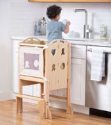 Three Little Tots Plum 3-in-1 Foldable Kitchen Tower Step Stool and Chalkboard for Toddlers, alternate angle