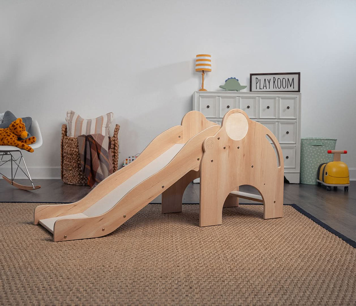 Three Little Tots Nima- Elephant Slide, shown in everyday use