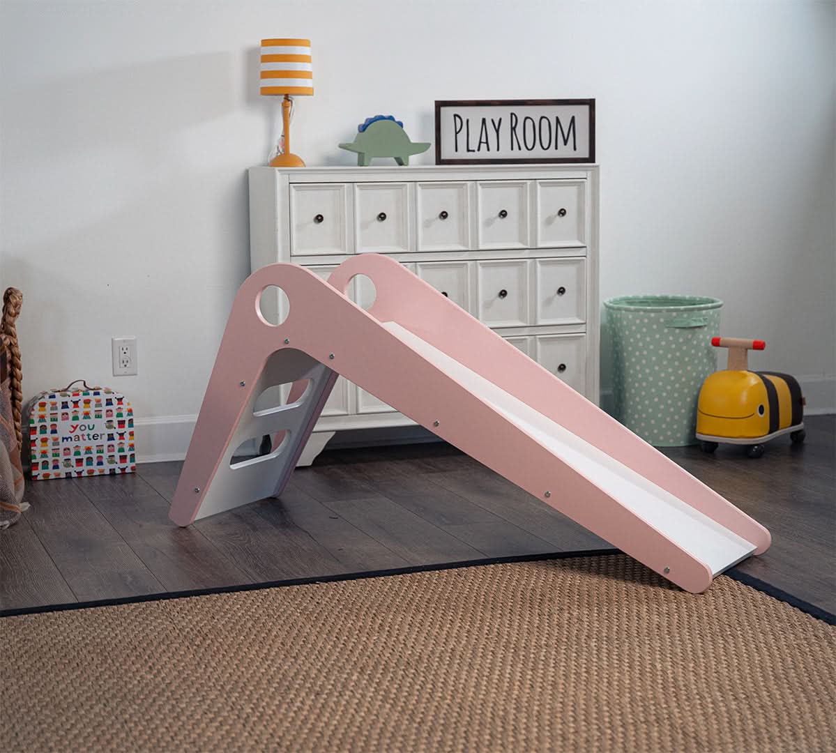 Three Little Tots Manuka Modern Toddler Slide, in Pink