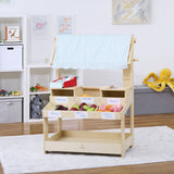 Three Little Tots Cypress Wooden Market Stand Pretend Play Shop for Kids with Storage, additional product photo