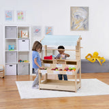 Three Little Tots Cypress Wooden Market Stand Pretend Play Shop for Kids with Storage, additional view
