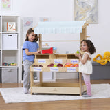 Three Little Tots Cypress Wooden Market Stand Pretend Play Shop for Kids with Storage, third additional photo