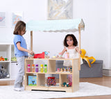 Three Little Tots Holly Wooden Market Stand Kids' Pretend Play Shop and Display Shelf, fifth additional photo