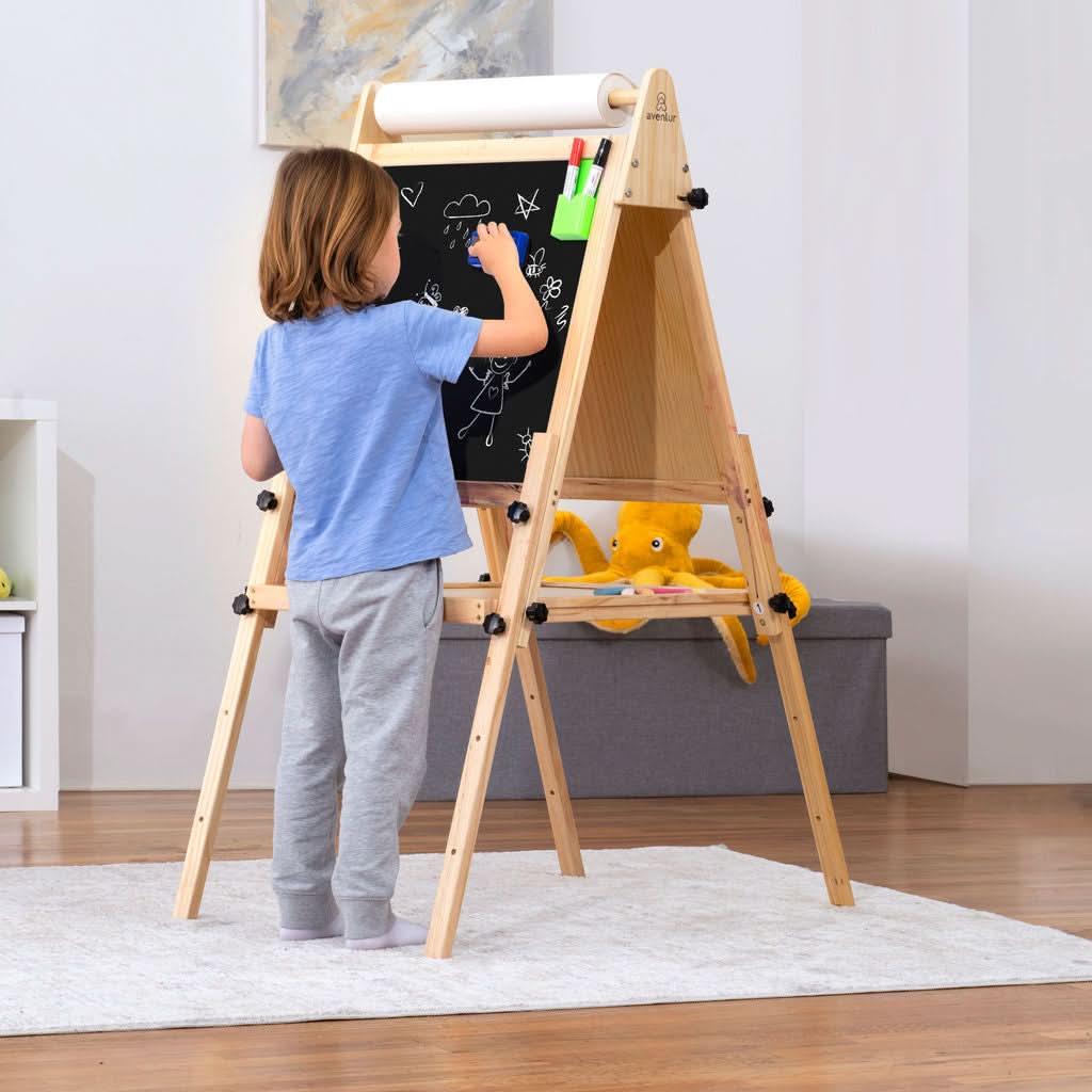 Three Little Tots Foldable Kids Easel 3 Adjustable Heights Art Station for Drawing and Painting, extra product detail