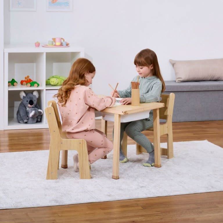 Three Little Tots Cordia Wooden Kids Activity Table and Chair Set Montessori-Inspired Desk for Play , sixth additional photo