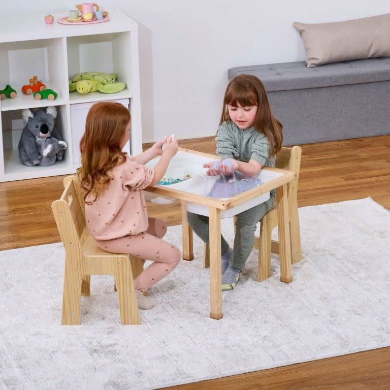 Three Little Tots Cordia Wooden Kids Activity Table and Chair Set Montessori-Inspired Desk for Play , eighth additional photo