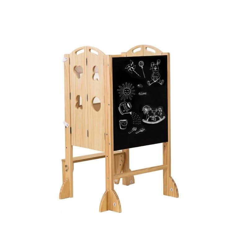 Three Little Tots Plum 3-in-1 Foldable Kitchen Tower Step Stool and Chalkboard for Toddlers, third additional photo