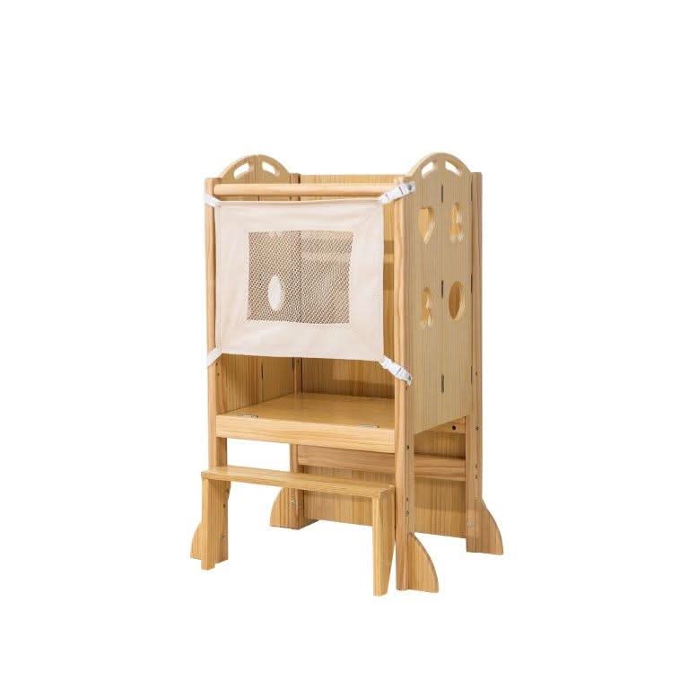 Three Little Tots Laurel 4-in-1 Foldable Kitchen Tower Step Stool Slide and Chalkboard for Toddlers, fifth additional photo