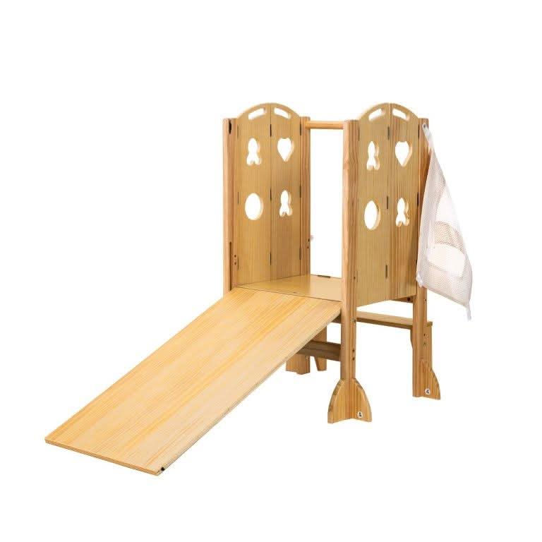 Three Little Tots Laurel 4-in-1 Foldable Kitchen Tower Step Stool Slide and Chalkboard for Toddlers, seventh additional photo