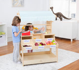 Three Little Tots Cypress Wooden Market Stand Pretend Play Shop for Kids with Storage, additional product photo