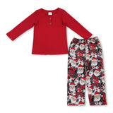 Red cotton top ho ho ho santa boy Christmas outfits