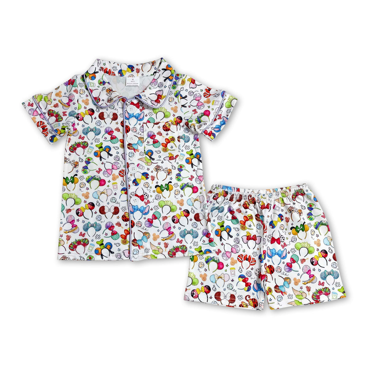 Lavender princess ears kids button down pajamas