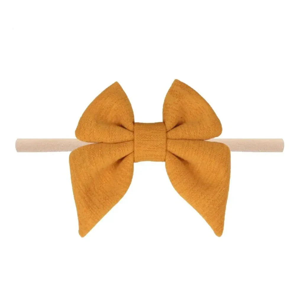 Three Little Tots Baby Bow Headband, in Mustard