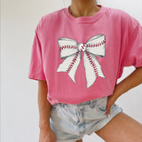 Baseball Lover Mom Game Day Comfort Colors Graphic Tees (Ribbon)