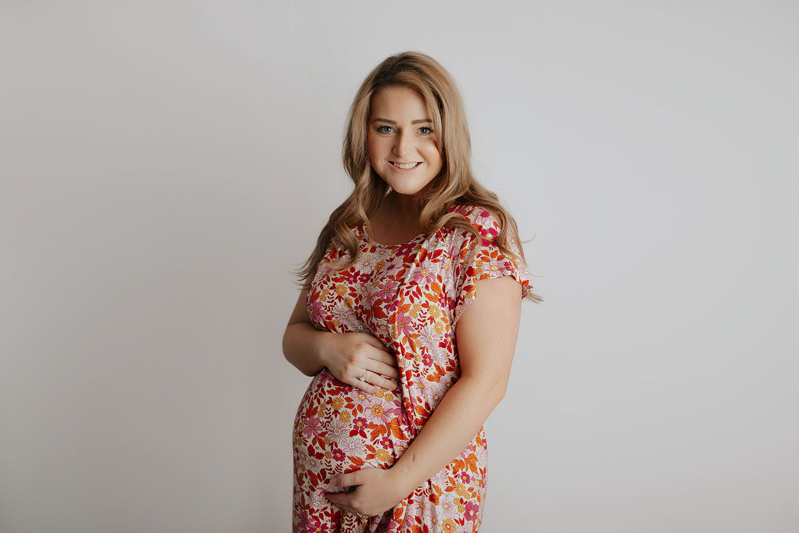 Ultra-soft, stretchy maternity gown with full backside coverage, perfect for pre and post-baby comfort.