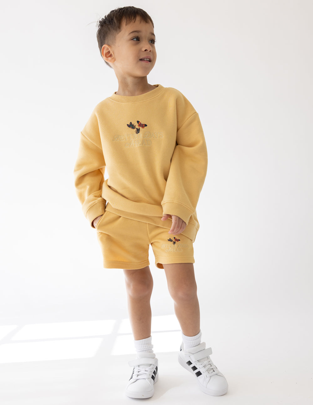 Three Little Tots Better Days Butterfly Kids Crewneck, alternate angle
