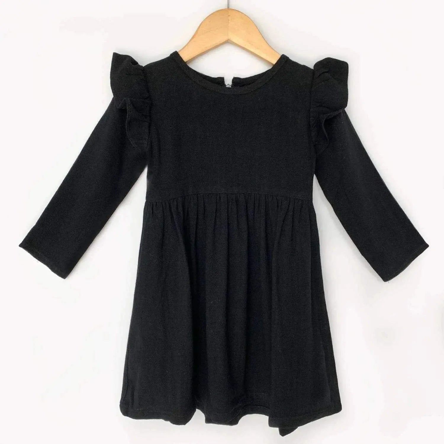 Three Little Tots Black Long Sleeve Linen Dress