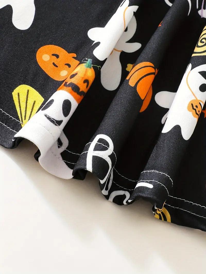 Three Little Tots Boo-tiful Ghost and Pumpkin Halloween Dress, alternate angle