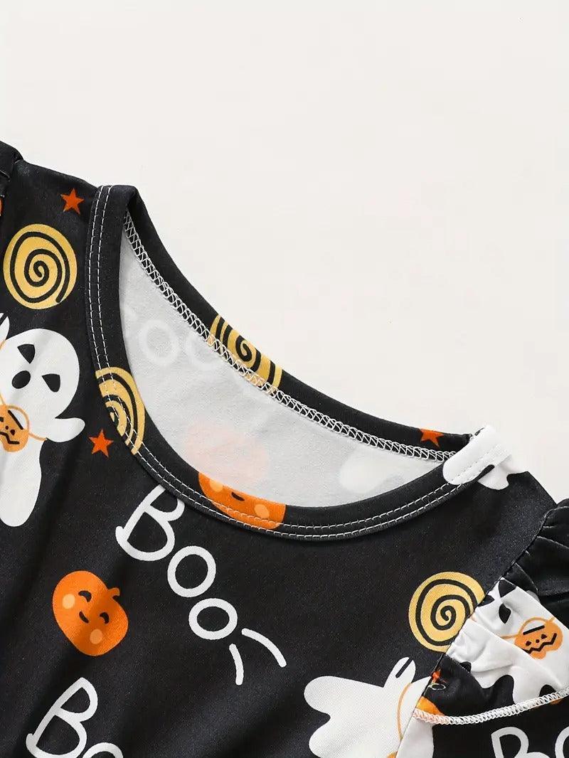 Three Little Tots Boo-tiful Ghost and Pumpkin Halloween Dress, another angle