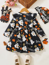 Three Little Tots Boo-tiful Ghost and Pumpkin Halloween Dress, additional product photo