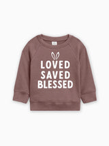 Bunny Loved Saved Blessed Easter Baby Toddler Organic Cotton Pullover