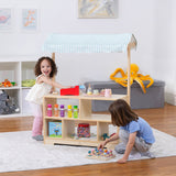Three Little Tots Holly Wooden Market Stand Kids' Pretend Play Shop and Display Shelf, third additional photo