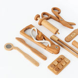 Three Little Tots Wooden Doctor Pretend Play Set Montessori Medical Tools for Kids, additional view
