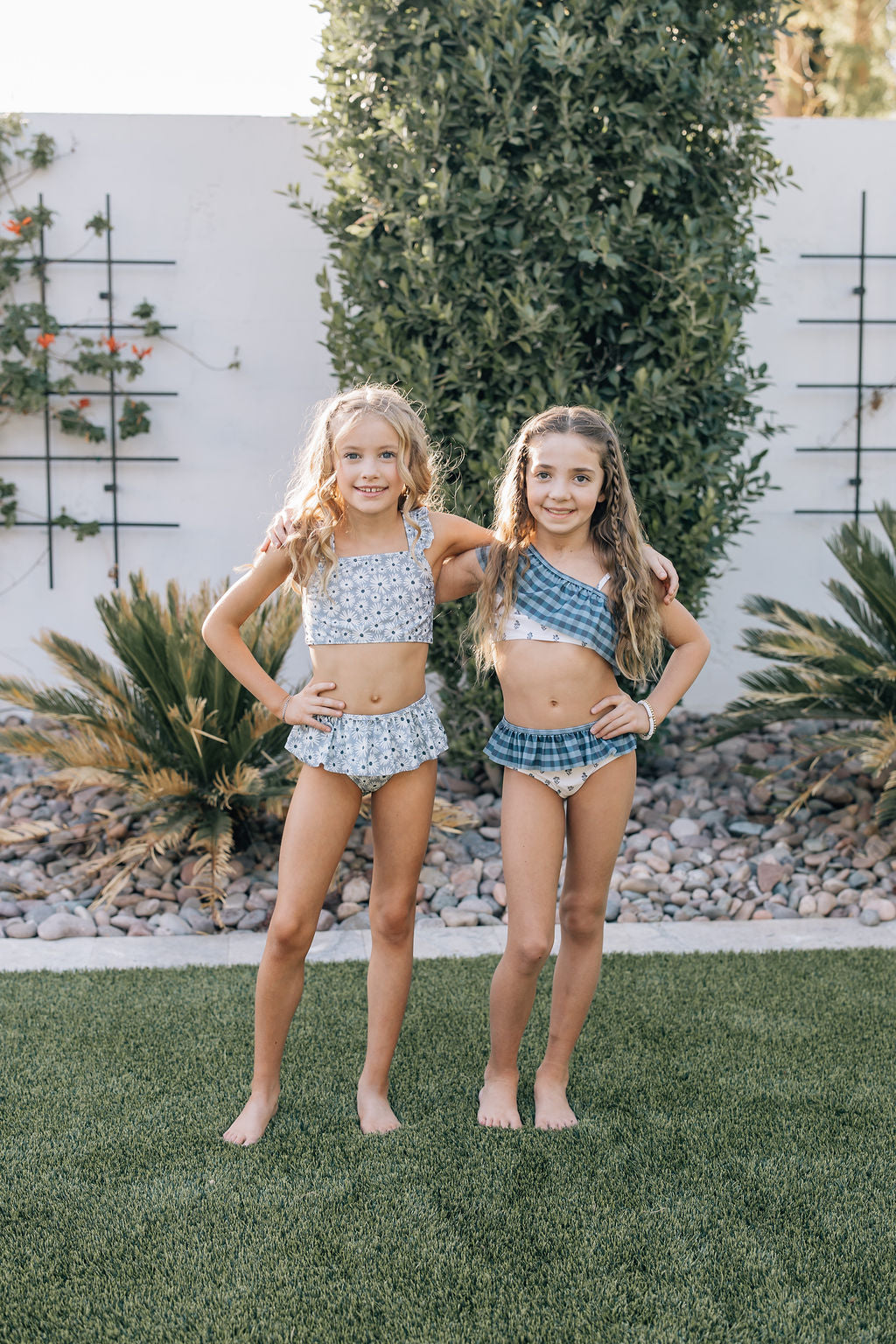 Three Little Tots Cream Berry Ruffle Shoulder Bikini Set, another angle
