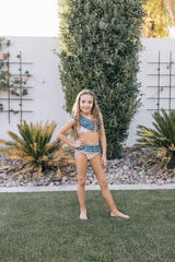 Three Little Tots Cream Berry Ruffle Shoulder Bikini Set, additional product photo