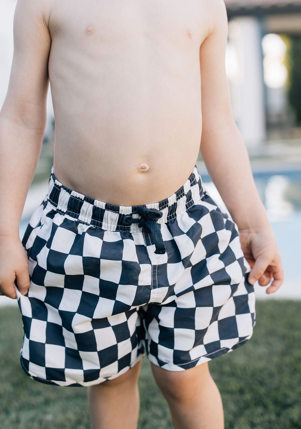 Three Little Tots Wavy Checkered Swim Shorts, alternate angle