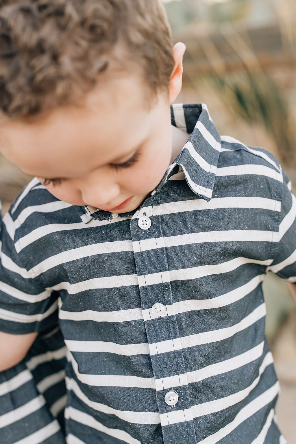 Three Little Tots Stripe Linen Button Up Shirt, additional product photo