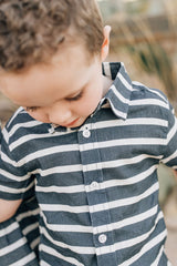 Three Little Tots Stripe Linen Button Up Shirt, additional product photo
