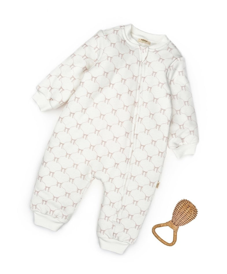 Blush Bow Organic Zip-Up Romper